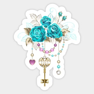 Turquoise Roses with Keys Sticker